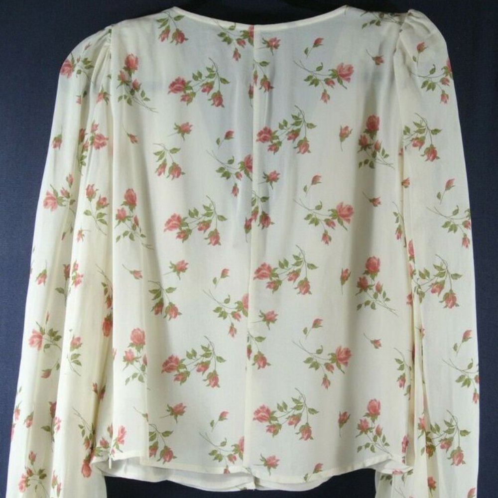 NEW Reformation Sheer back Santino Floral Print Top in Ivory - Size 10 #1393 - Picture 6 of 7